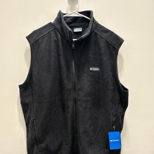 Black Fleece Vest with Zip Closure
